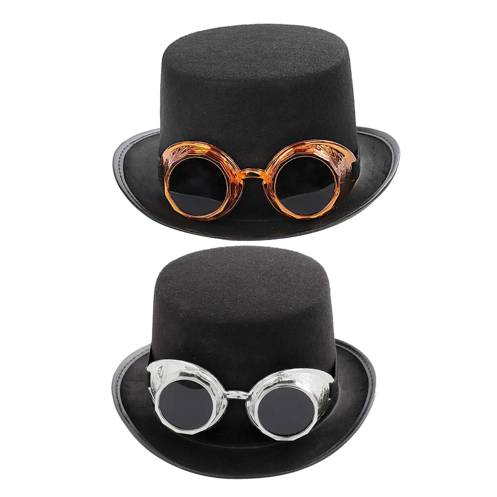 Goth Steampunk Top Hat with Goggles Cosplay Costume Hat for Men and Women