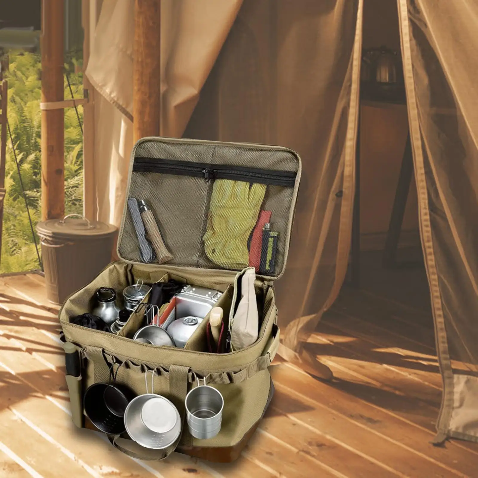Camping Storage Bag Picnic Storage Tote, Foldable Tableware Bag Portable Packing