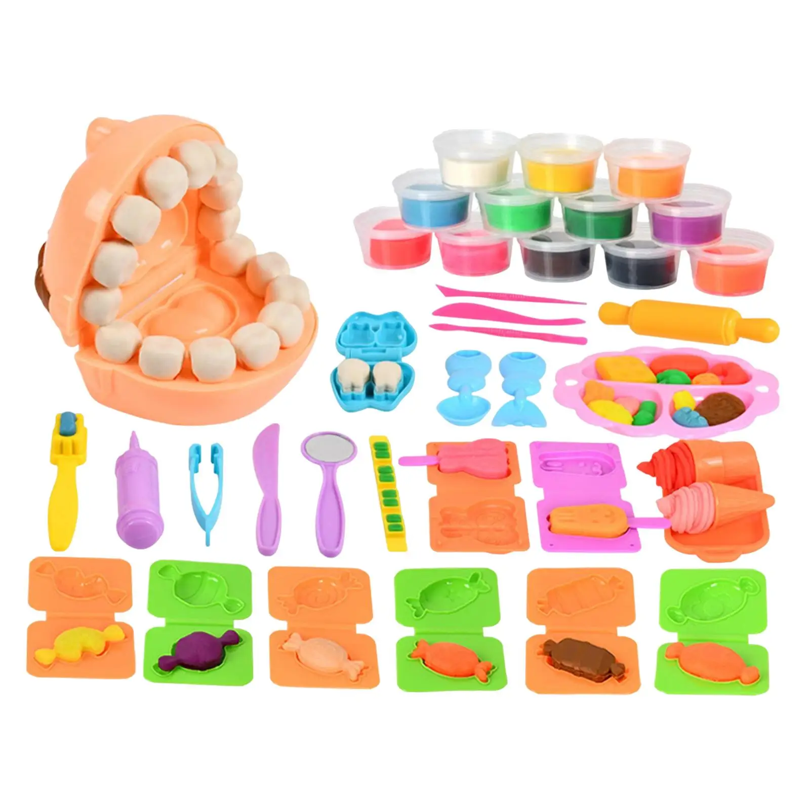 Clay Set Pretend Play DIY Models Educational 12 Colors with Accessoires Art Crafts for Toddlers Birthday Gift Children Kids