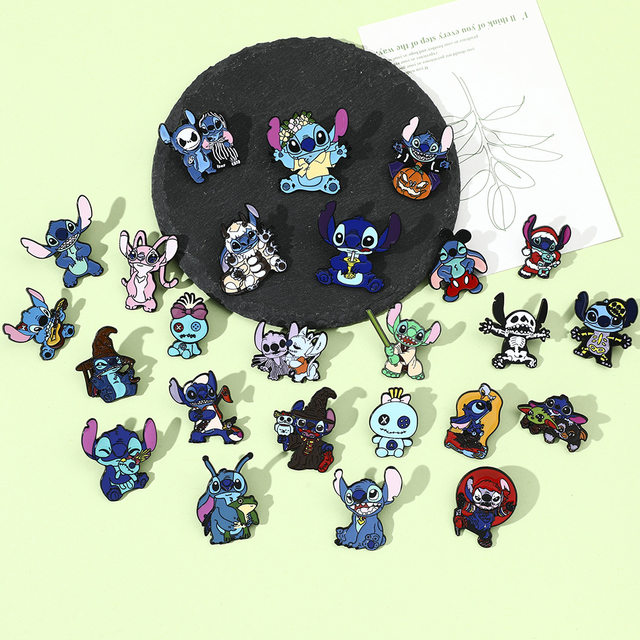 Stitch Enamel Pins Anime Movies Games Brooch Backpack Hat Bag