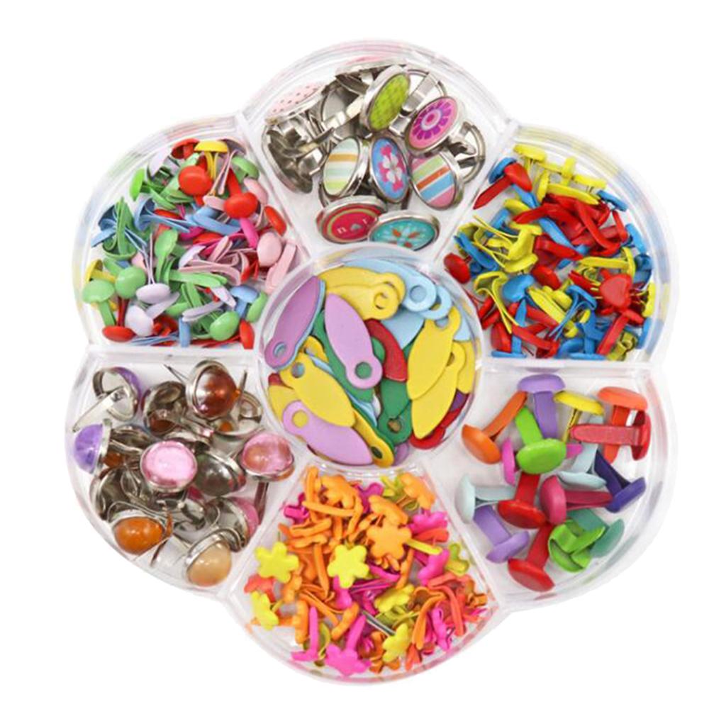 6-12MM Vivid Color Mini Paper Fasteners Heart Flowers Shape Metal Iron Brads Scrapbooking Brads Embellishments DIY Card Making