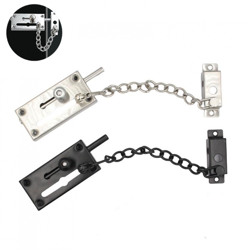 Description Picture 2 of itemDeadbolt Lock Chain Latch Stainless Steel Anti-theft Chain Deadbolt Lock Latch and Chain Double Safety Lock for Door