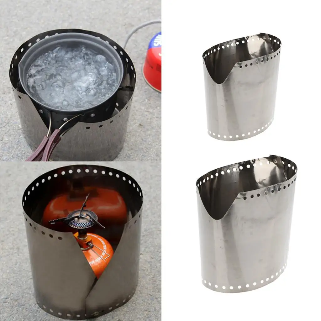  Outdoor Cooking Stove Wind  Roll Up Windshield Campig Hiking Backpacking Windproof 