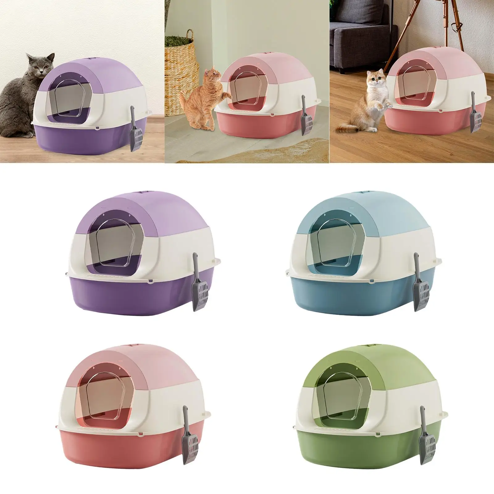 Hooded Cat Litter Box Anti Splashing Easy to Clean for Indoor Cats Removable Pet Litter Box with Lid Hooded Kitty Litter Tray