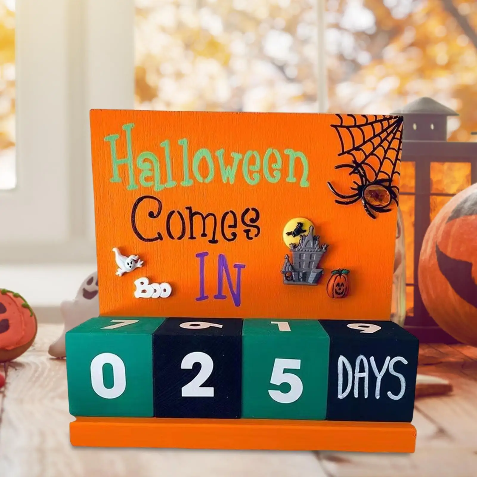 Countdowns Calendar Block Halloween, Party Classroom Wooden Advent Calendar