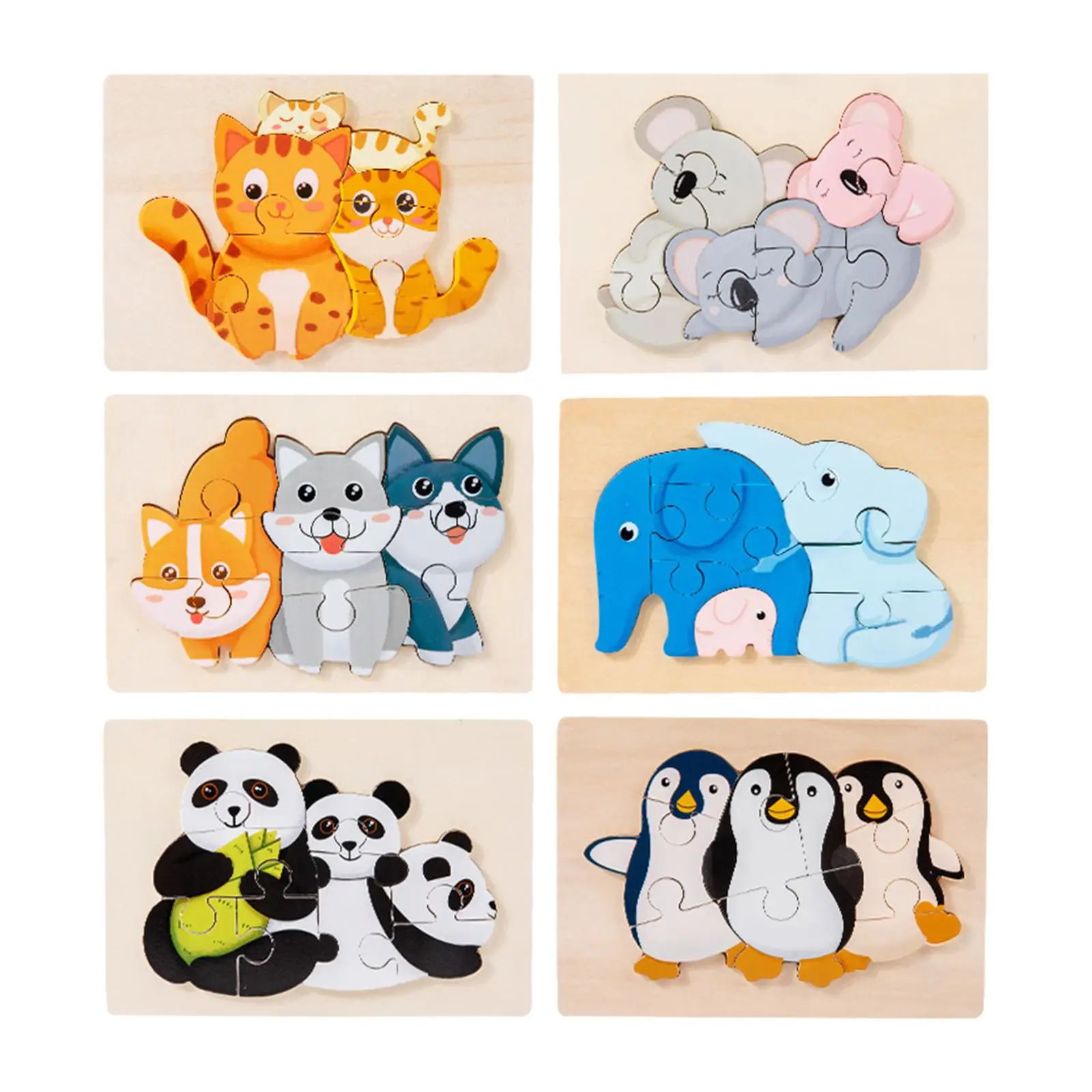 Montessori Animal Jigsaw Puzzles Educational Developmental Toy Cognition Intelligence Puzzle for Toddlers Kids Girls Preschool