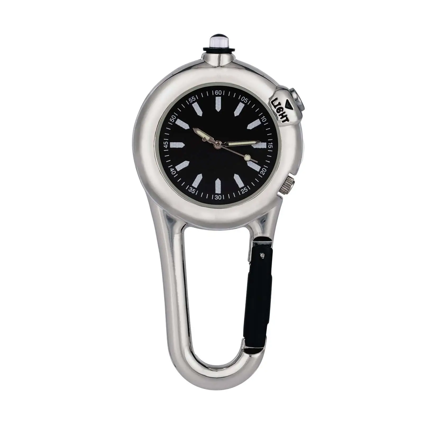 Mini Clip On Carabiner Pocket Watch Backpack Watch Unisex Luminous with Light Climbing Watch for Outdoor Camping Gear