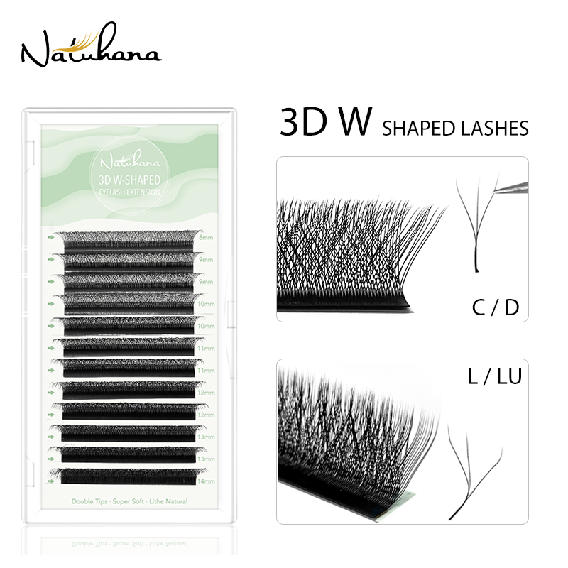 Best of NATUHANA 3D W-Shaped Eyelash Extension C D L LU(M) Curl Individual Mink Lashes High Quality 3D Clover W Shape Volume Fans Reviews & Tips