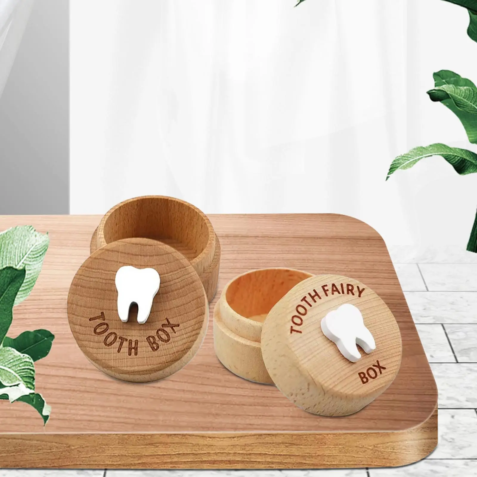 Wooden Baby Tooth Box Multipurpose Collection Box Fetal Hair Box First Tooth Keepsake Box for Birthday Gift Baby Shower Baby