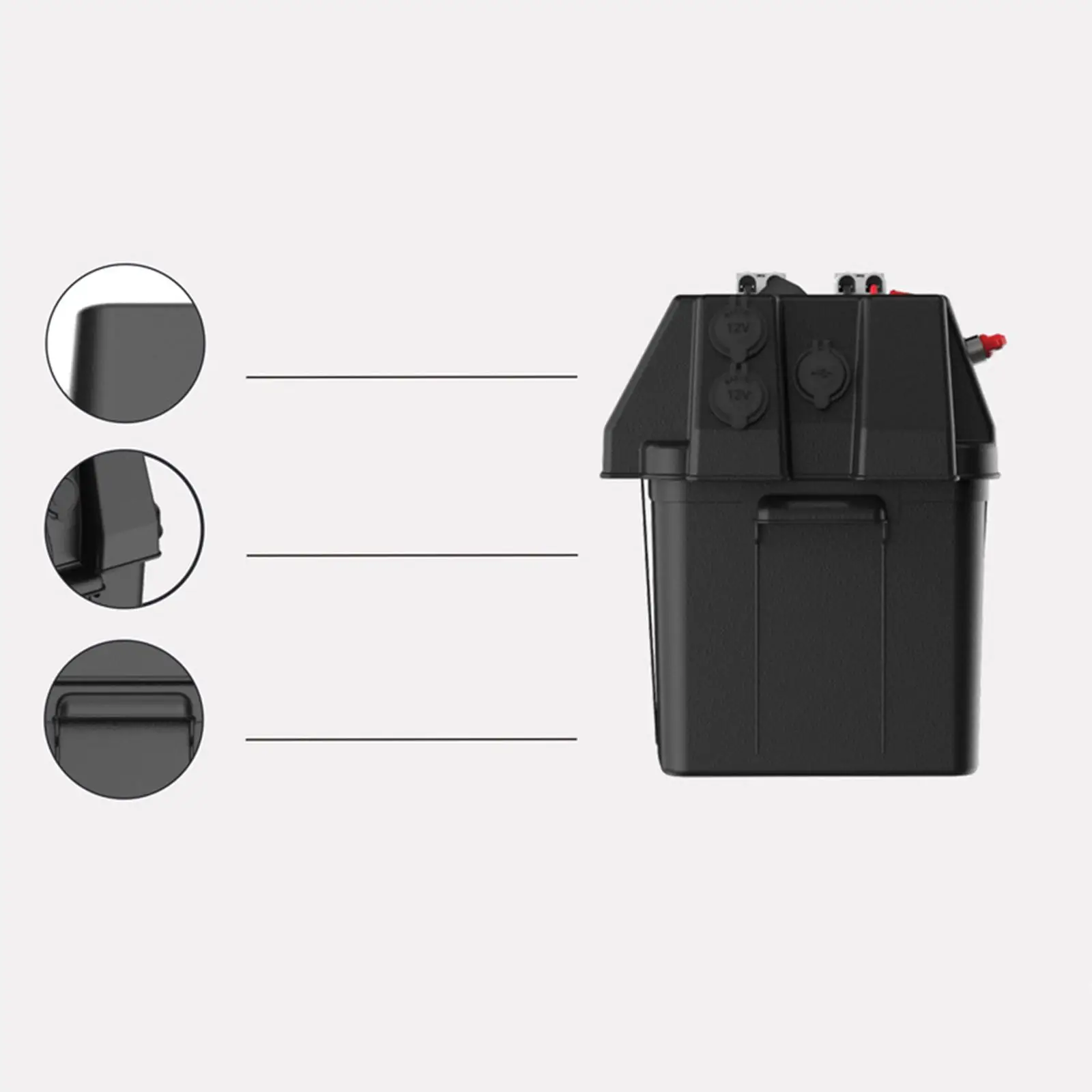 Fast Charging with Handle USB Ports Waterproof Battery Box Emergency Power Storage for Outdoor Camping Travel Trailer Boat