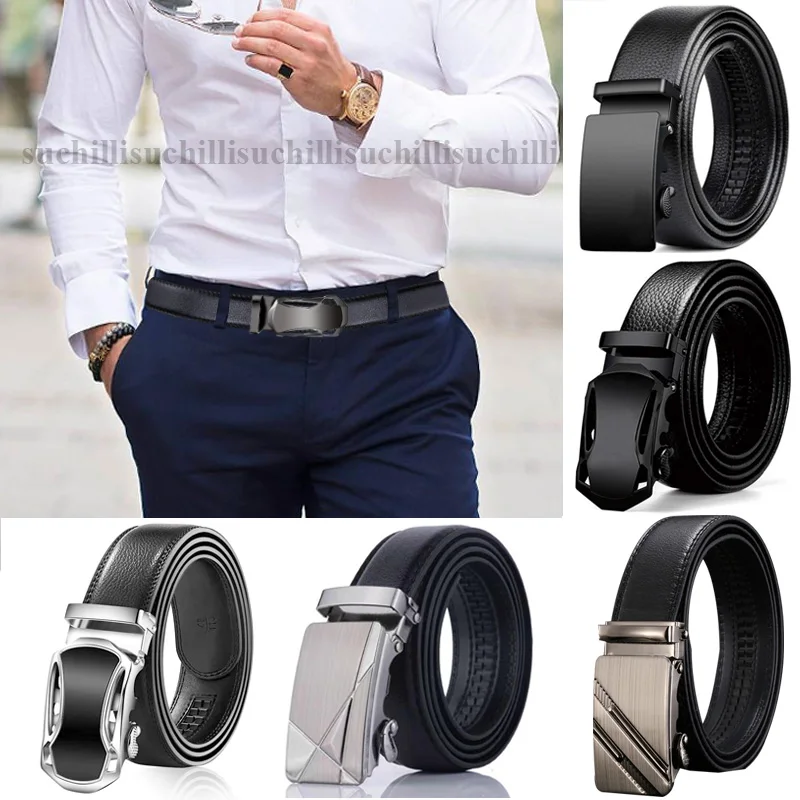 High Quality Men Belt Metal Automatic Buckle Leather High Quality Belts for Male Jean Pants Waistband Business Work Casual Luxury Brand Strap