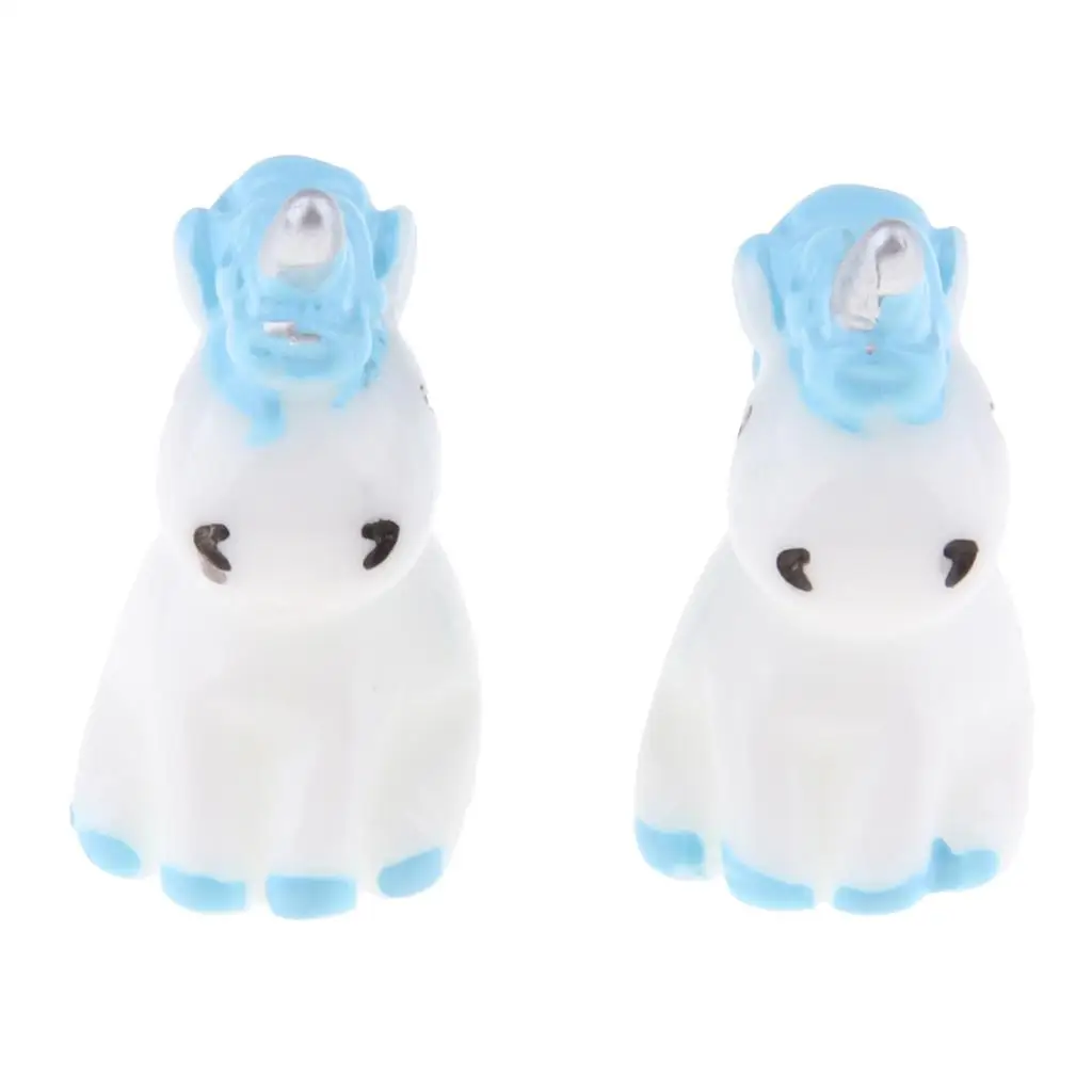 2x Mini Unicorn Statue Doll Cake Topper for Kids Birthday Party Office