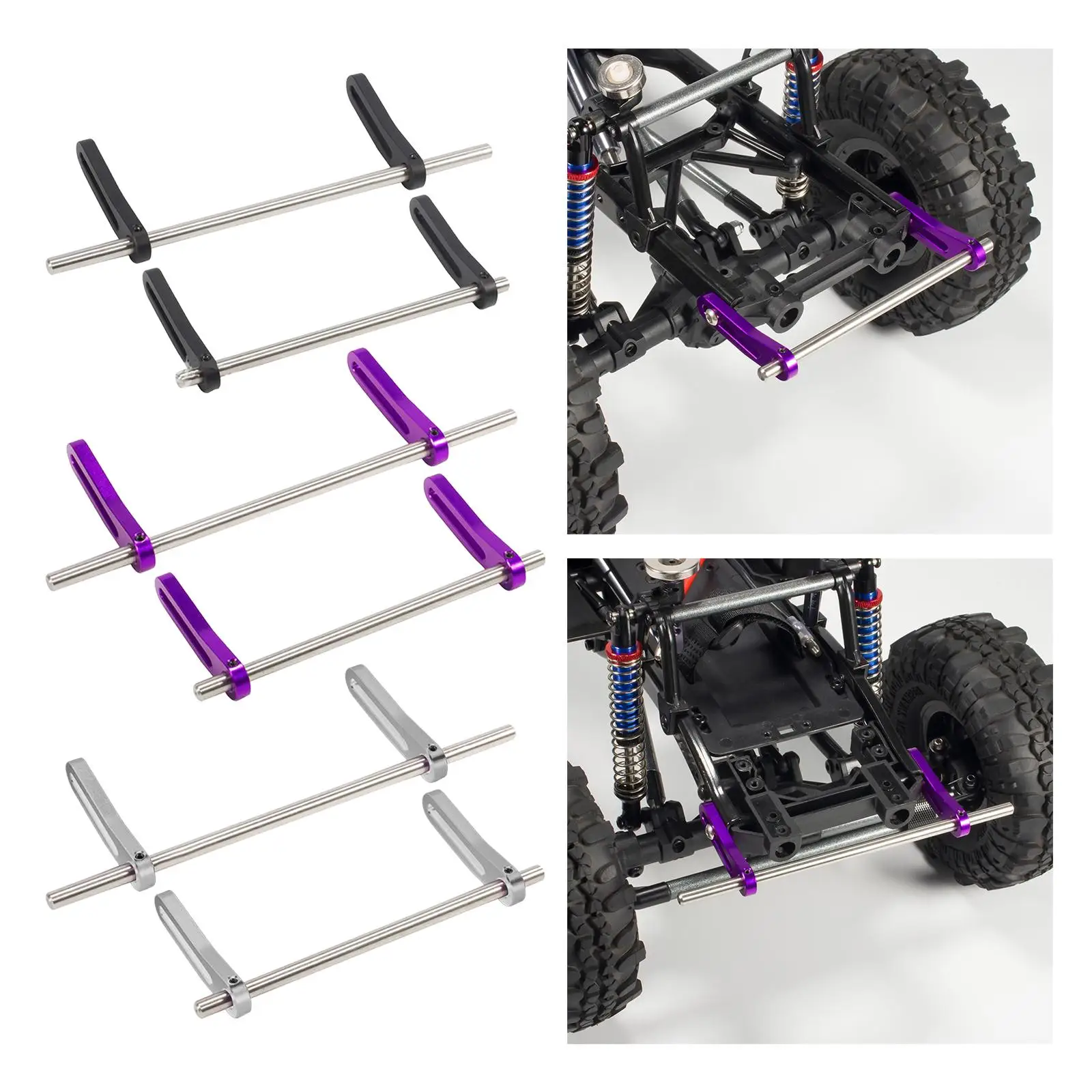 Front and Rear Bumpers RC Crawler Bumpers Replacements 1:10 Spare Parts DIY Accs for SCX10 Lcg Aluminum Alloy RC Bumpers