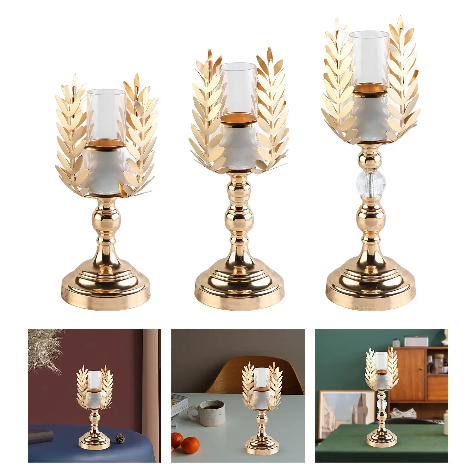 Nordic Style Candelabra Dinner Table Hollow Lamp Centerpiece Olive Branch Shaped Decor for Wedding Celebration Party Table Decor