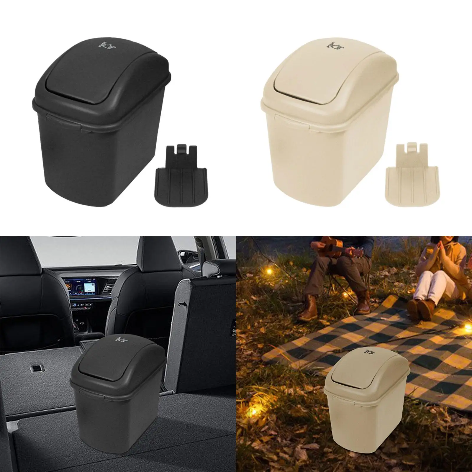 Car Trash Can with Lid Outdoor Kitchen Rubbish Can Garbage Bin Storage Garbage Organizer for Camper RV Bedroom Hiking Automotive