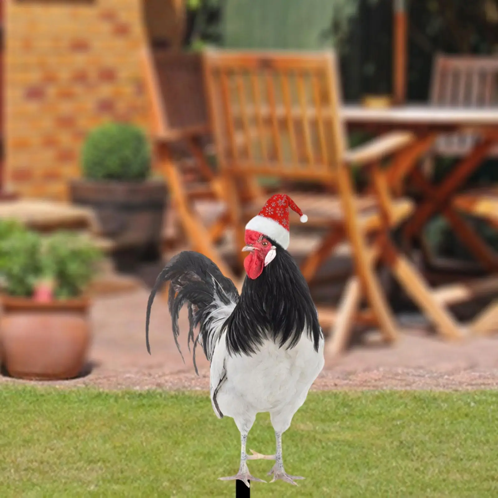 Chicken Garden Stake Decorative 11.81`` Rooster Hen Animals Stakes Chicken Sculpture for Courtyard Backyard Outdoor Farm Pathway
