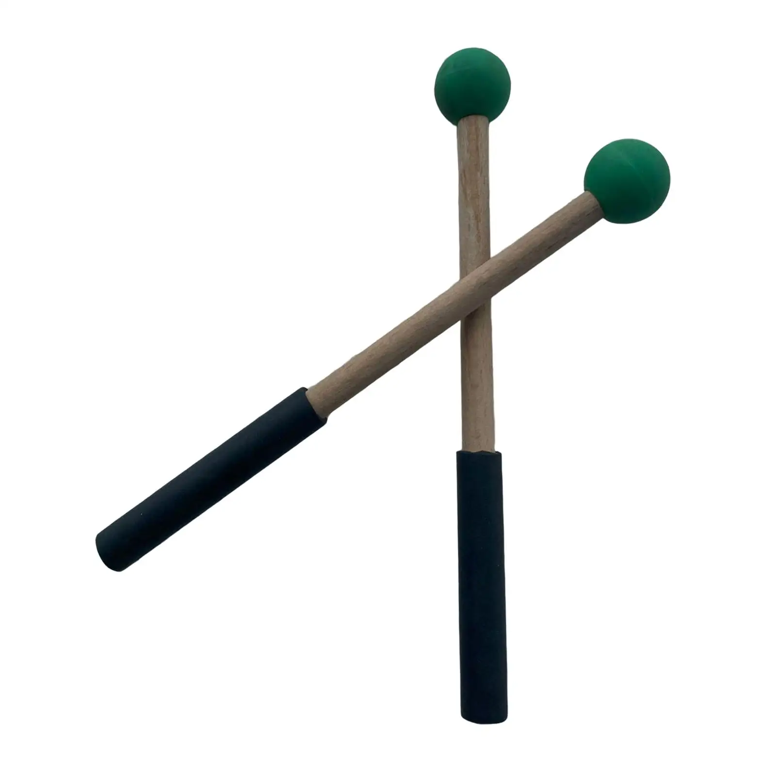 2Pcs Silicone Drumsticks with Wooden Handle Cymbal Mallet for Replacement
