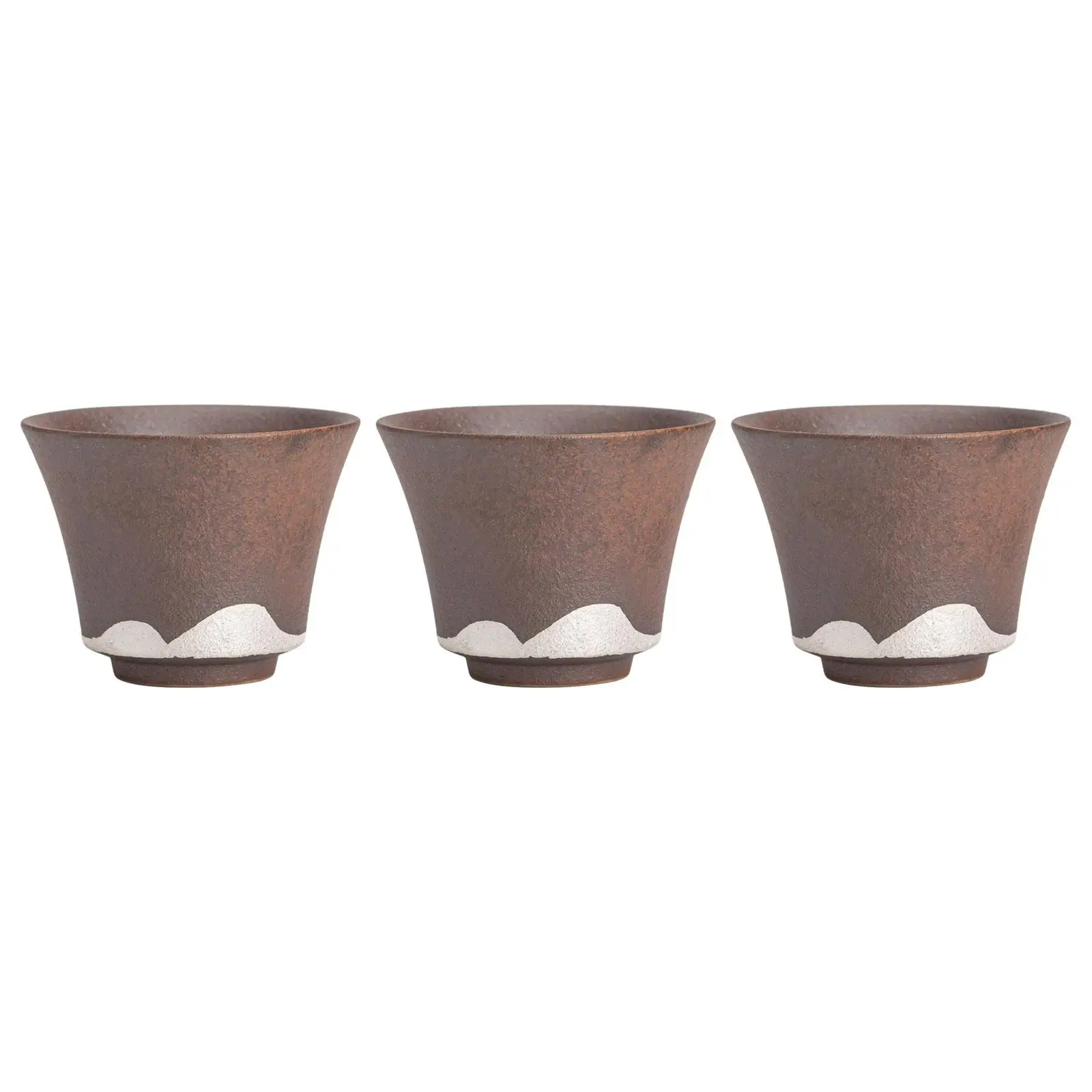 3Pcs Ceramic Tea Cup Set Cup Traditional Tea Kettles Coffee Cup without Handles for Picnic Kitchen Hiking Household