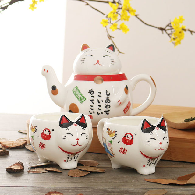 Exquisite Ceramic Cute Cat Pattern Tea Pot 220ml – Chinese Teaware – Teawish