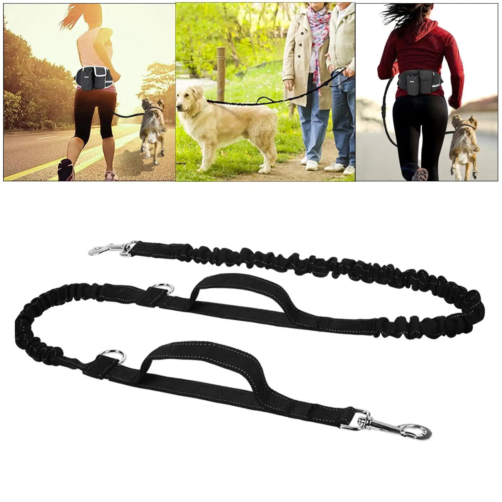 Hands Free Dog Leash Dog Treat Pouch Retractable Bungee Leash for Hiking