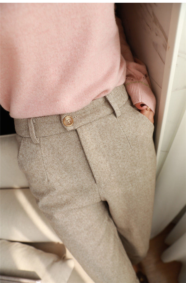 Woolen Pants Women's Harem Pencil Pants 2023