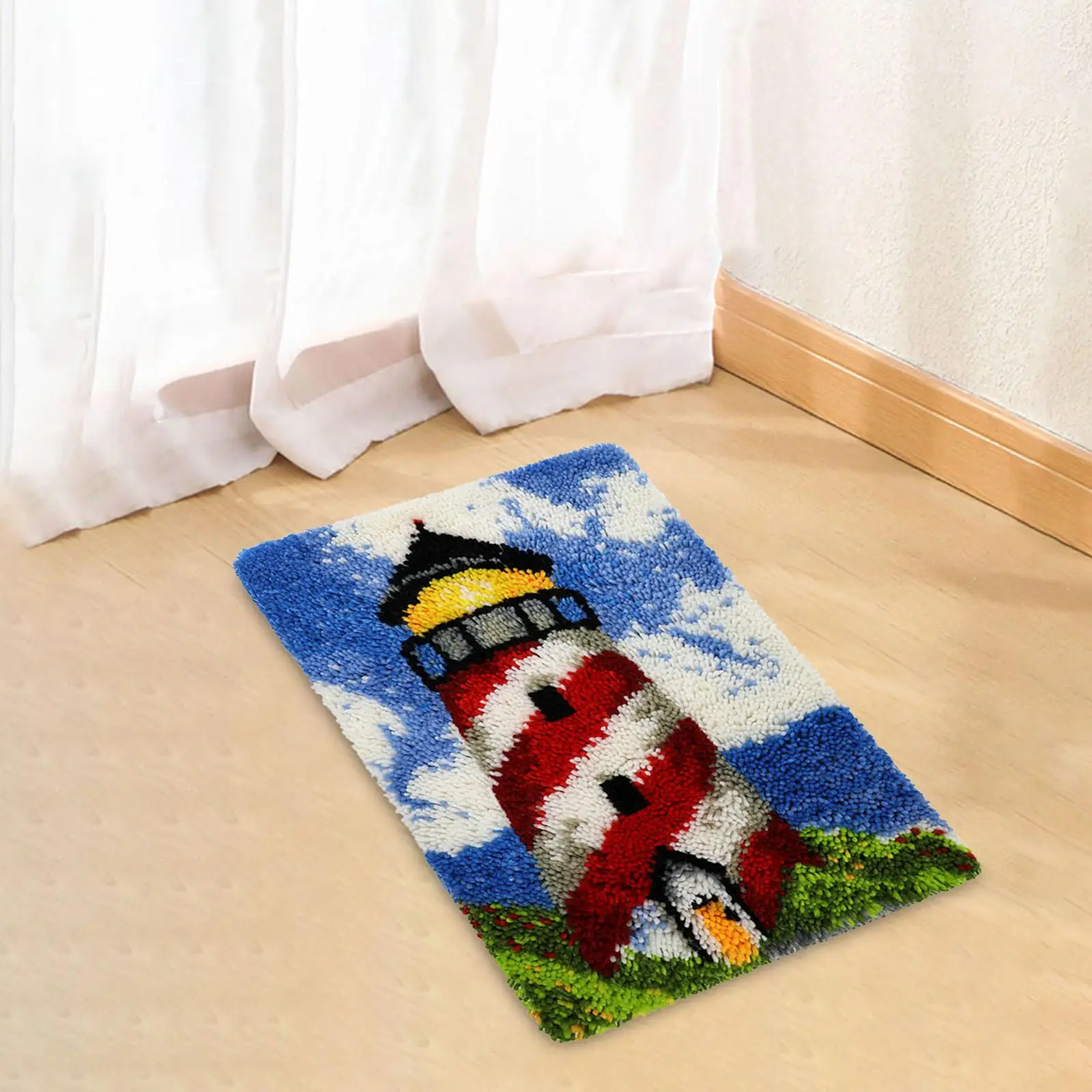 Creative DIY Latch Hook Rug Kit Embroidery Needlework Crochet Carpet Color Pattern for Gift