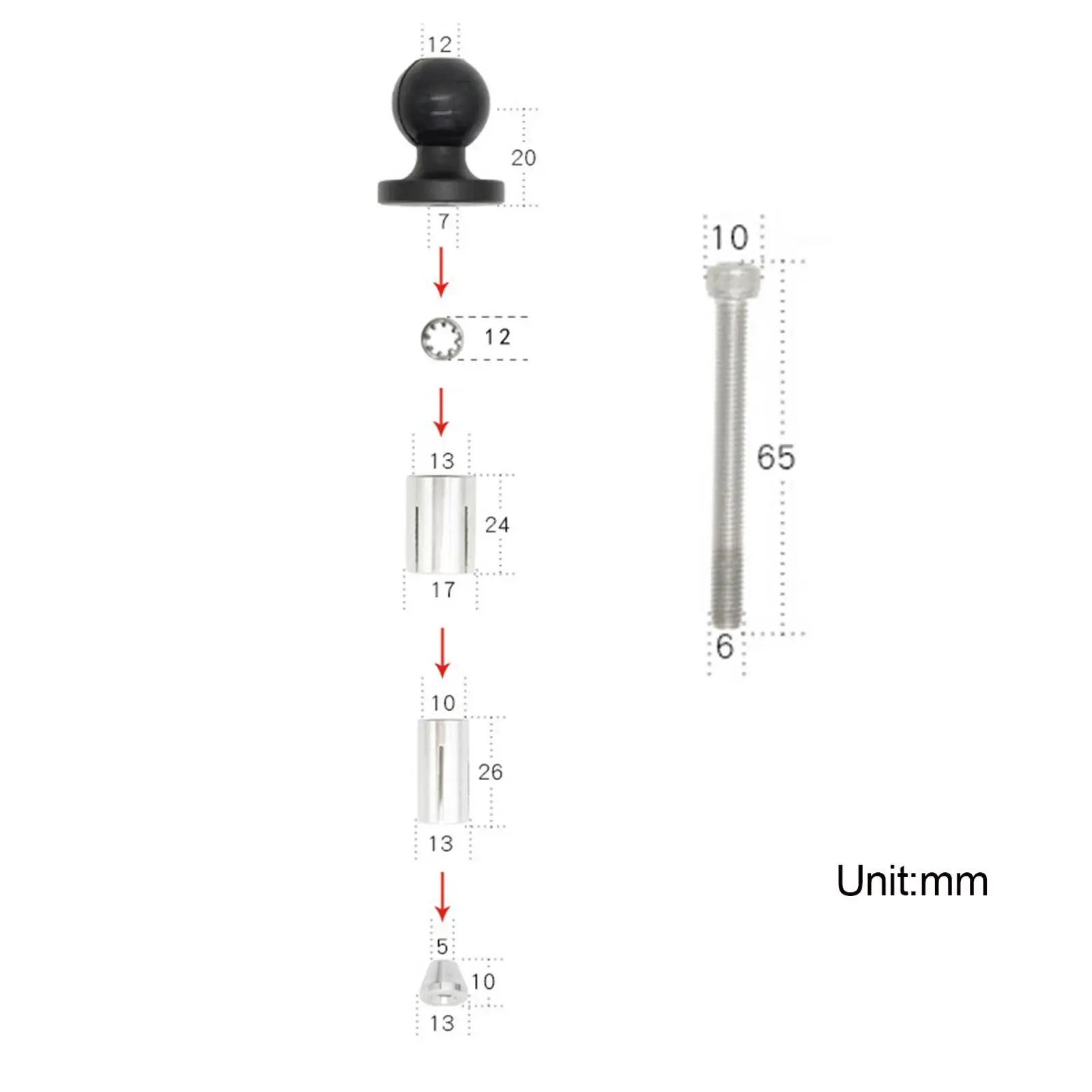 Motorcycle Round Rubber Head Ball, Handlebar Anti Shaking Professional