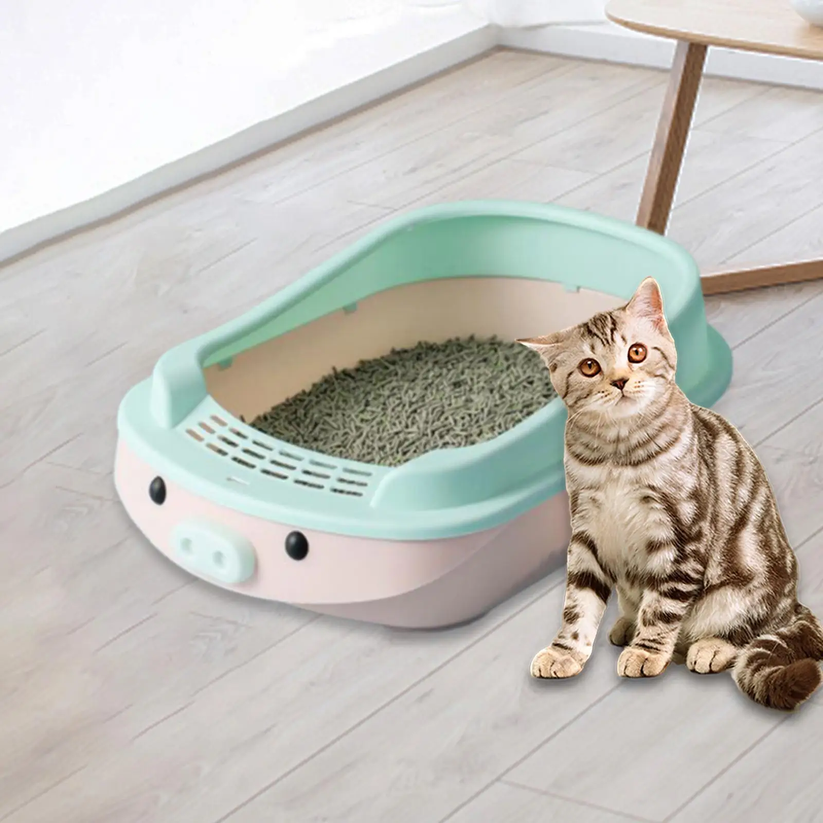 Cat Litter Box Kitten Potty Toilet Semi Closed Semi Enclosed Litter Box