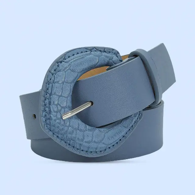 ORCIANI Masculine leather belt with ethnic buckle. , color Blue