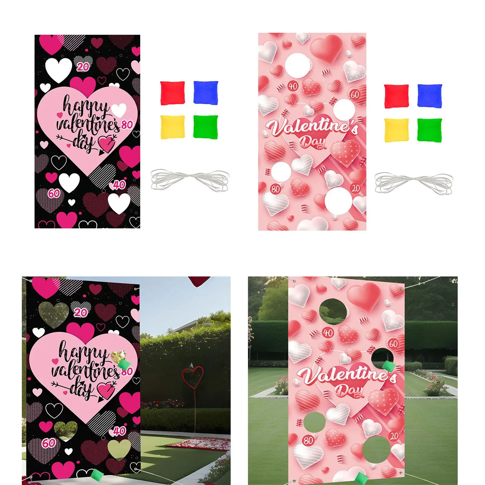 Valentines Hanging Toss Games for Kids Adults Party Decoration Carnivals Family Gathering Outdoor and Indoor with 4 Bean Bags