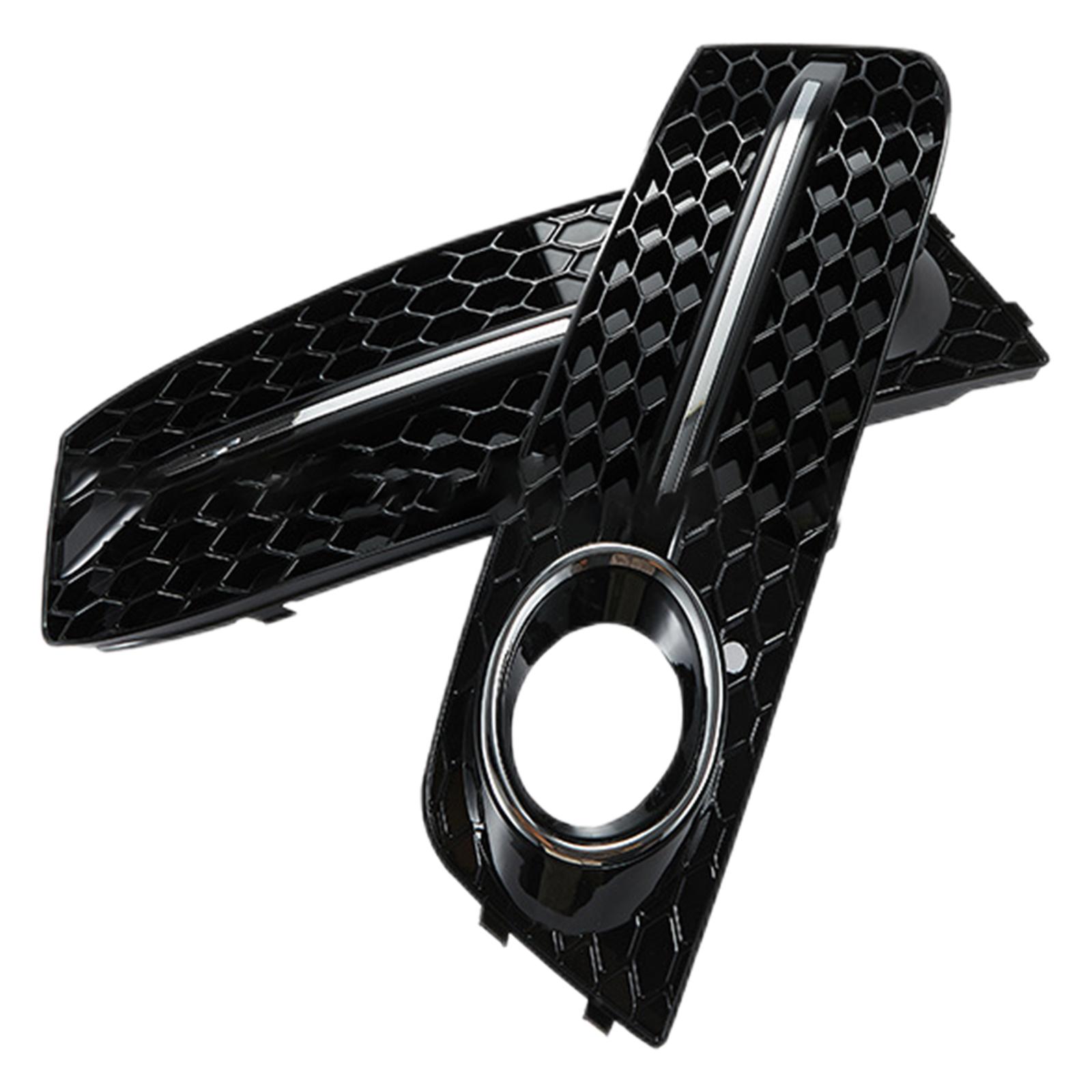 Pair of Front Fog Light Grille Replaces ABS Plastic Black Lamp Grill for Audi A4 B8 2008-2012 for A4L RS4 S4 Front Bumper