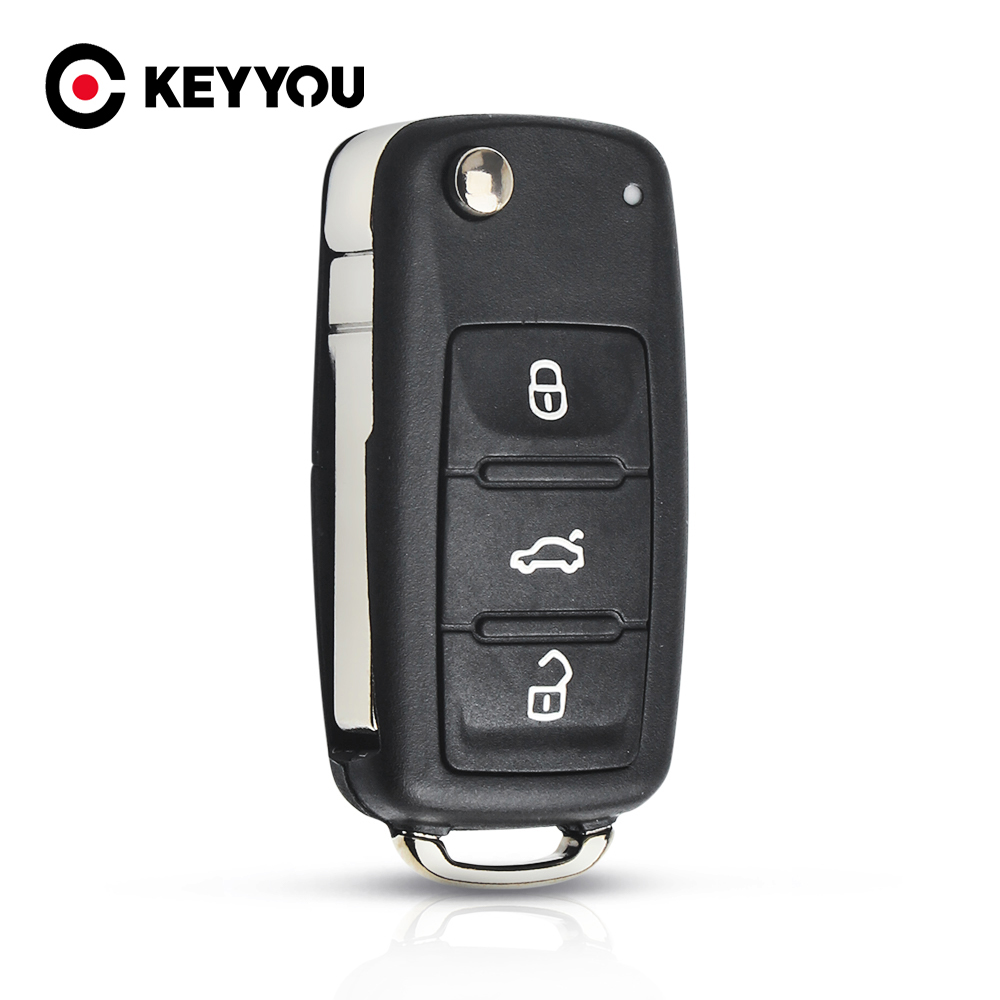 KEYYOU Ersatz Klapp Auto Schlüssel Shell Fall Fob Für VW Volkswagen Golf Mk6 Tiguan Polo Passat CC SITZ Skoda Octavia 3 Taste – Detail 3