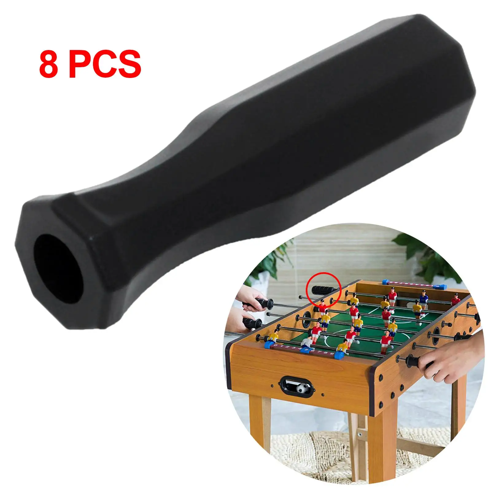 8Pcs Foosball Handle Grips 5/8 inch Foosball Rods  Handles for Standard Foosball Tables Black Replacement Handles