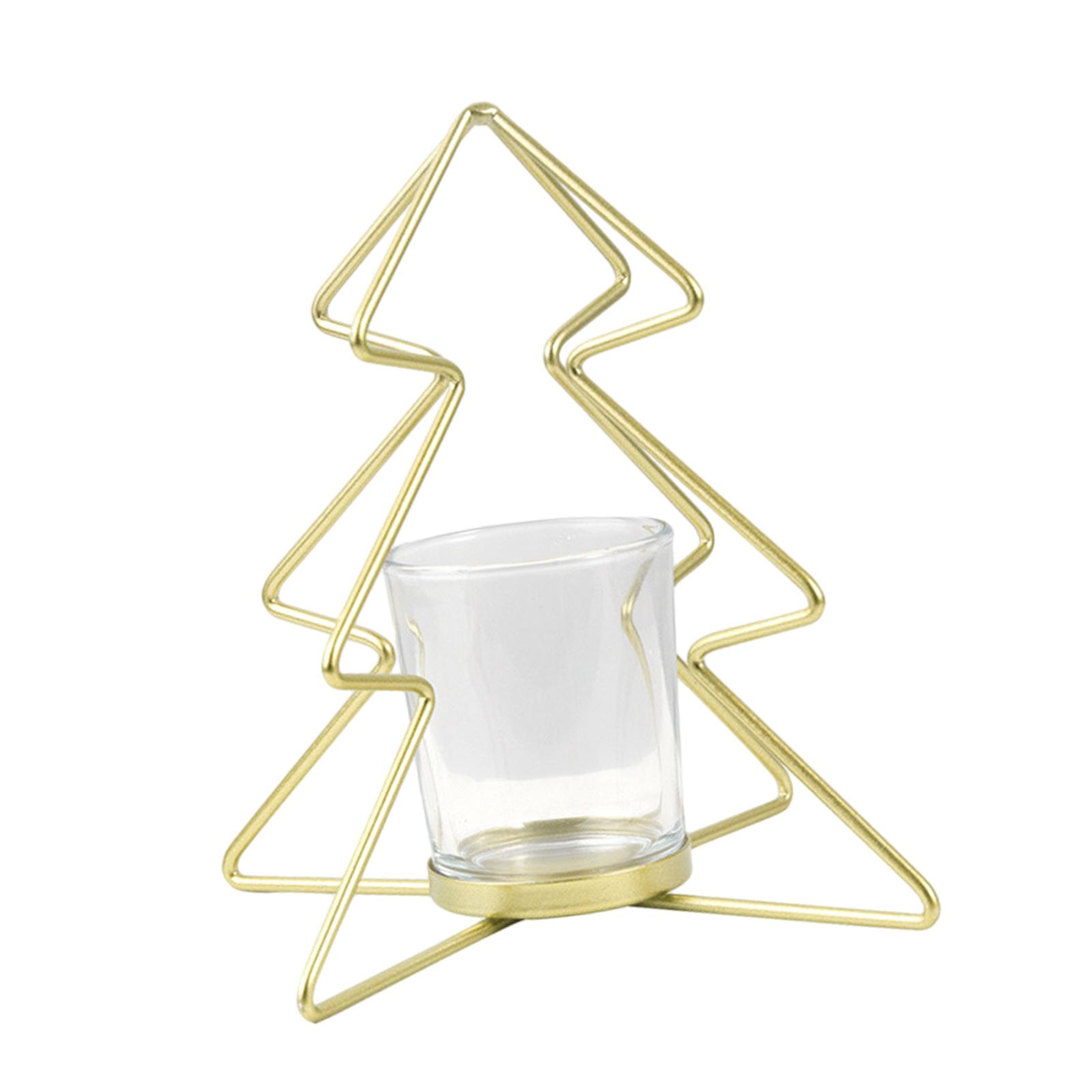 Xmas Tea Light Candle Holders Simple Metal Xmas Tree Table Candle Holder for Home Fireplace Holiday Festivals Dining Room