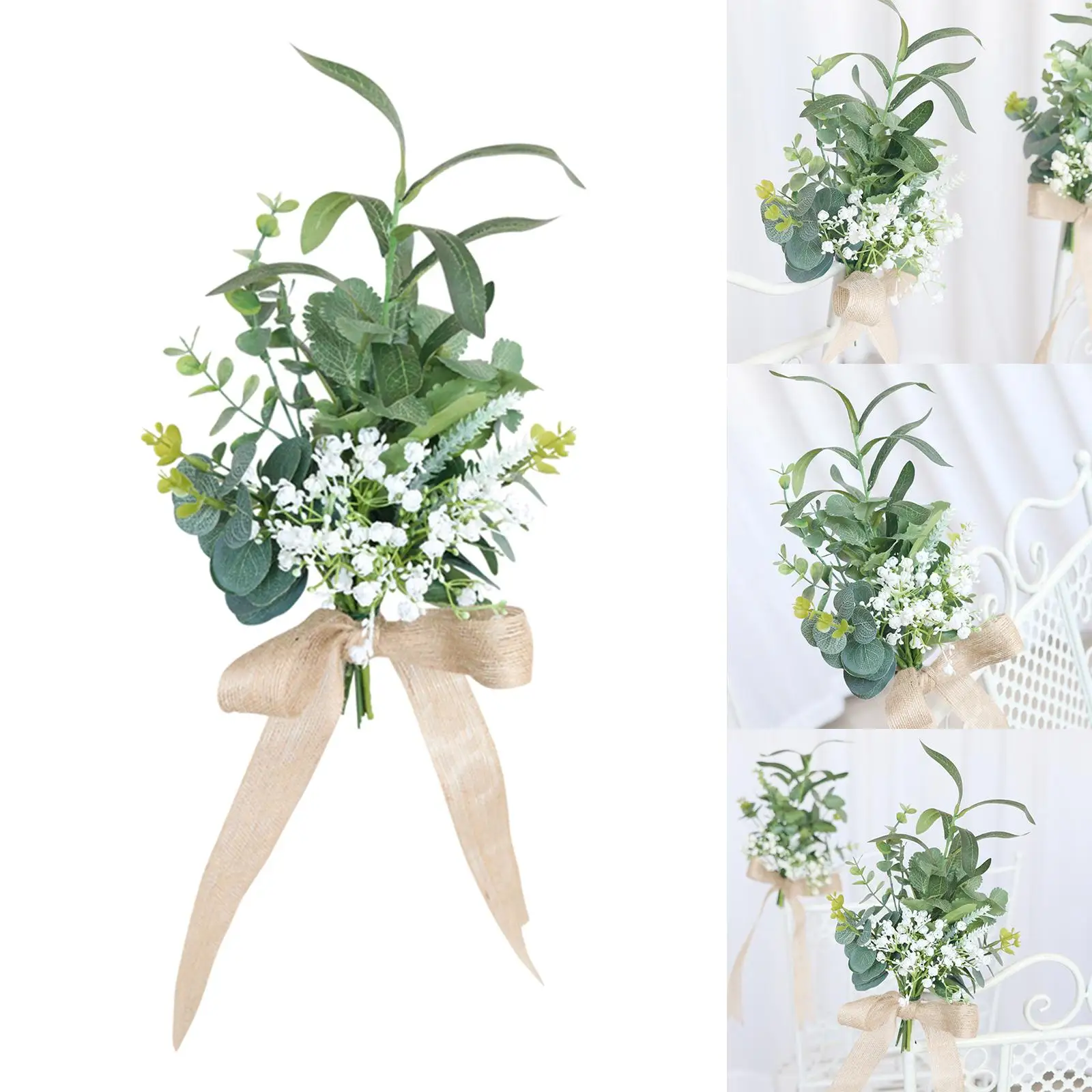 Chair Back Flower Wedding Supplies Wedding Chair Decorations with Leaves and Ribbons for Holiday Wedding Arch Reception Decor
