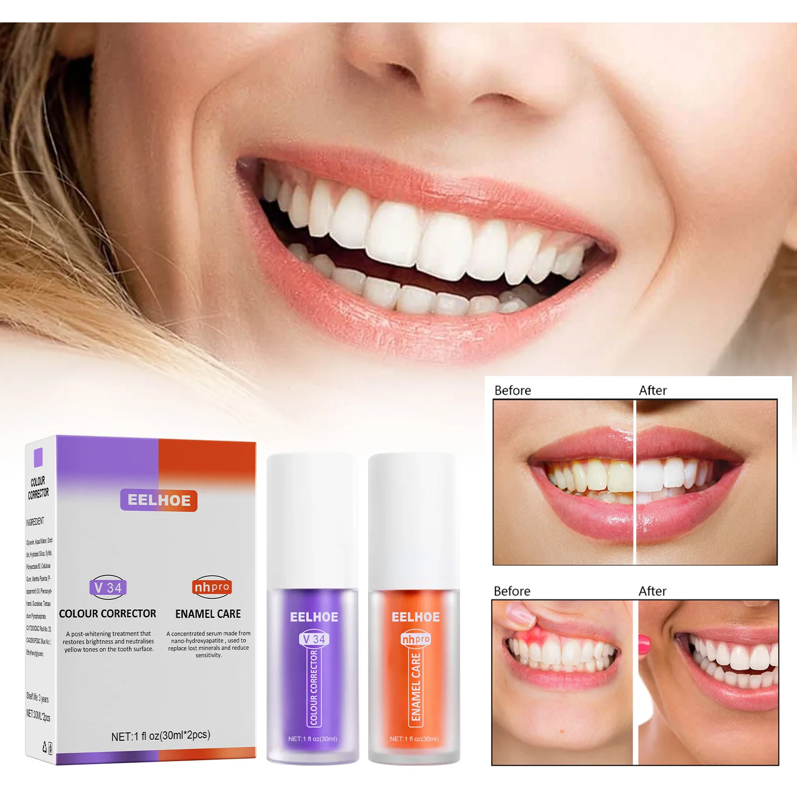 Best of 2pcs V34 Toothpaste Purple Orange Whitening Tooth Toothpaste Teeth Repairs Oral Cleansing Brightening Stains Removing Reviews & Tips