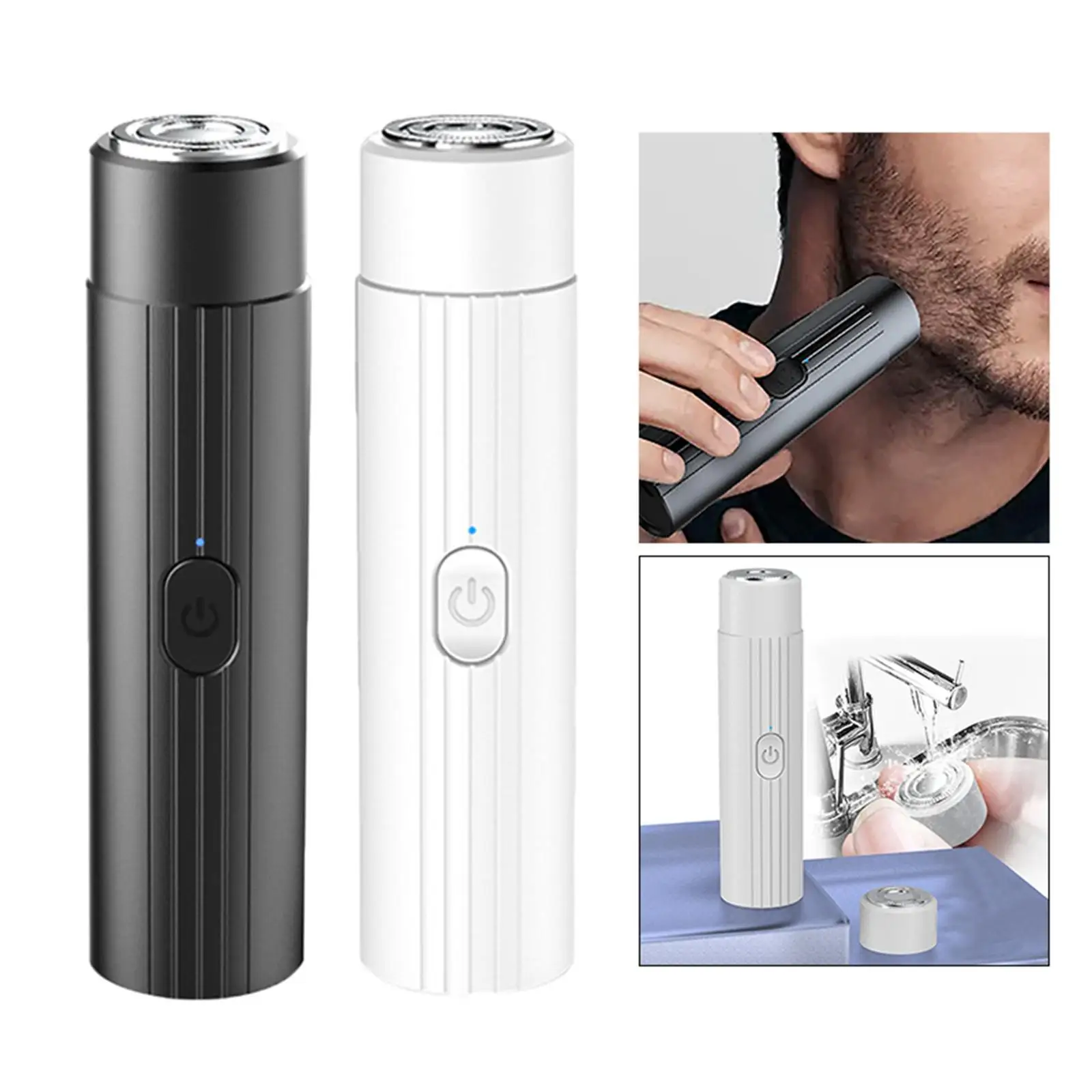 Mini Electric Shaver Cordless USB Rechargeable Waterproof Nose Mustache Trimmer Rotary Razor for Travel Hair Removal Women Men