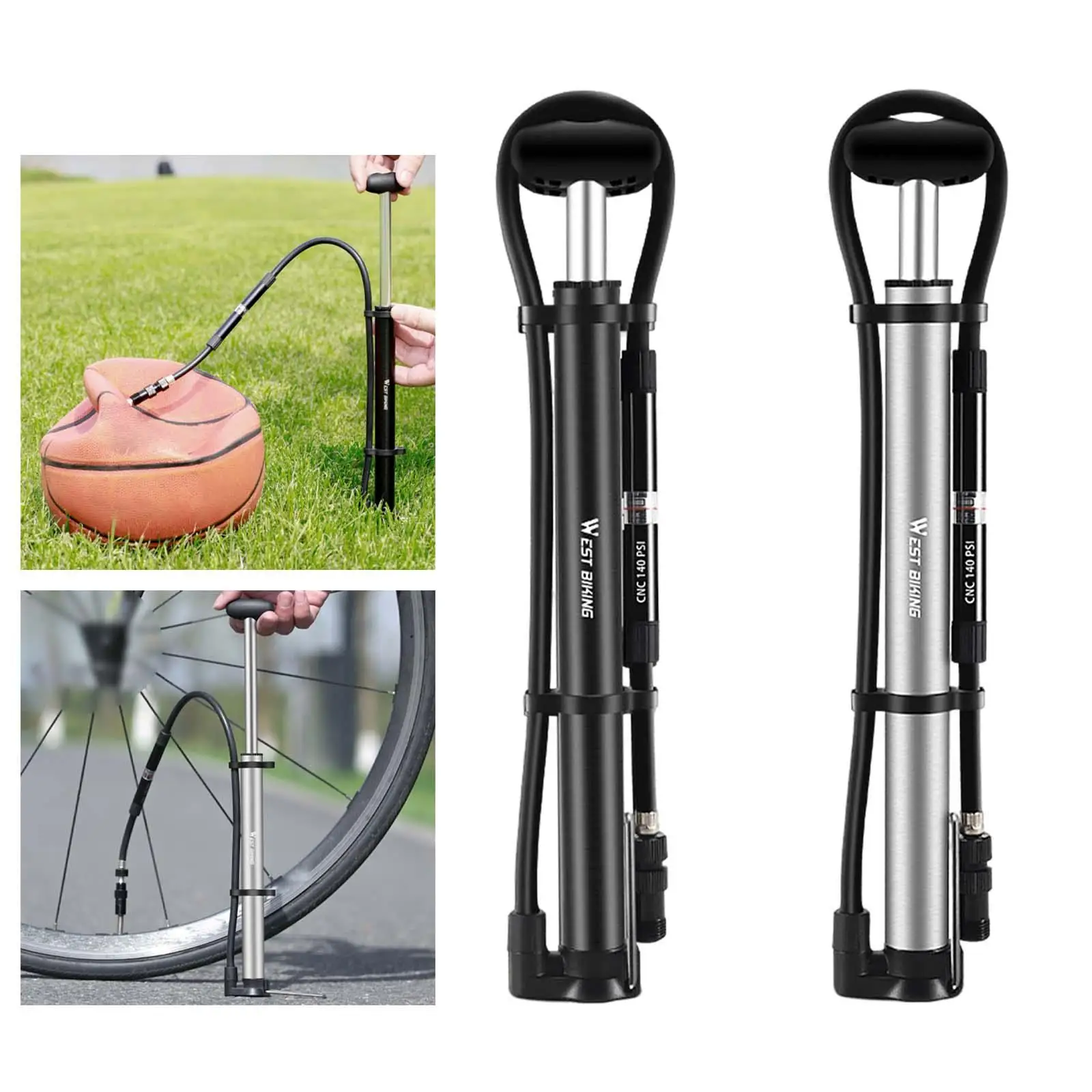 Mini  Pump Cycling Tools Cycling Pump 140PSI Tire Inflator High Pressure with Pressure  for Mountain Bikes Road BMX Bikes