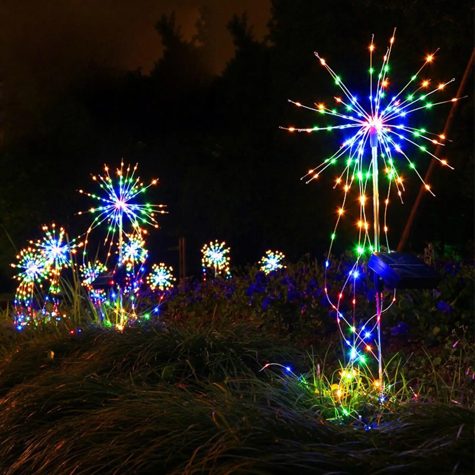 1 Piece Firework Light Decorative Multi-Color Bentable Landscape Light Ground Plug 105LED Waterproof for Outdoor Christmas Patio
