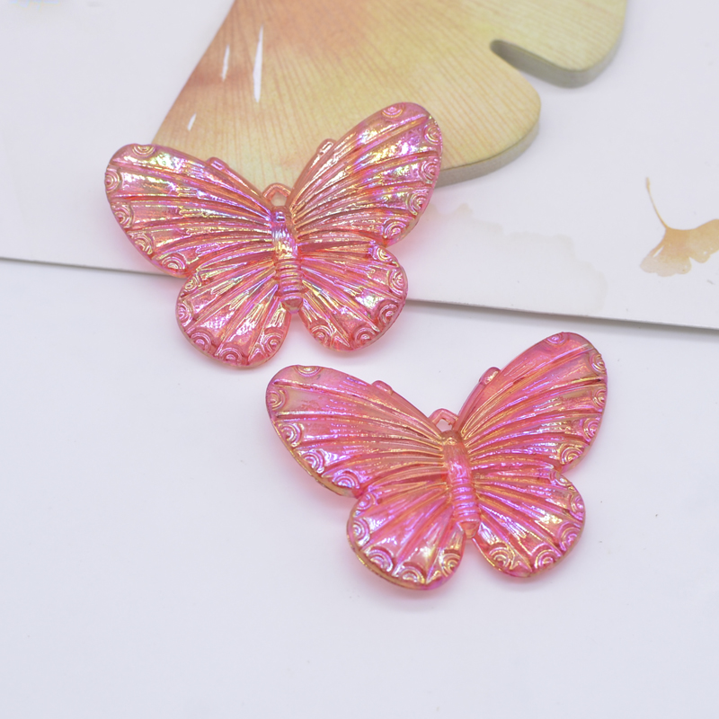 10pcs 42*32mm neues buntes Schmetterlings acryl für DIY Kopf bedeckung Haars pangen Bogen Dekor Zubehör handgemachtes Telefon Handwerk Ornament – Detail 6