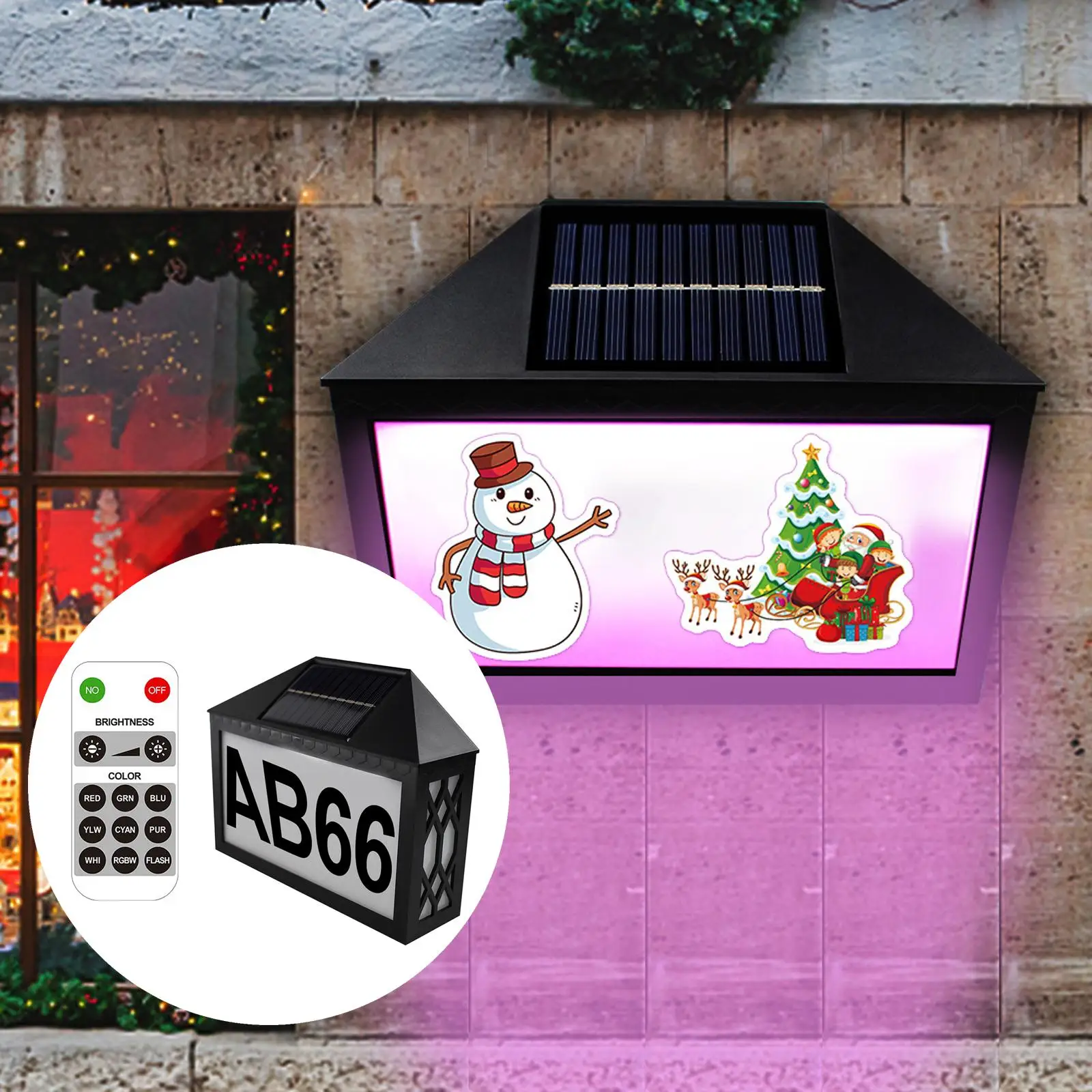  Plaque, Solar Powered LED Light Address Number Signs, Waterproof  for  Outdoor Street Outside Wall Lamp