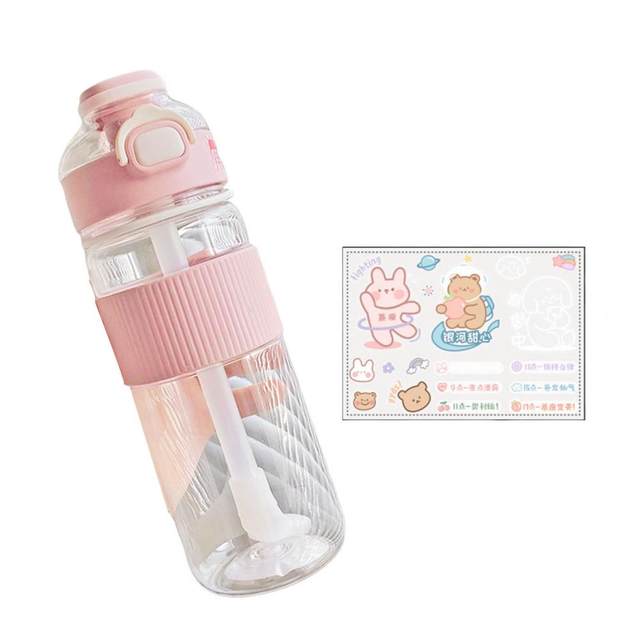 Dropship 1pc Bear Cute Water Cup; Summer Plastic Cup; Portable Straw Cup;  Large-capacity Water Bottle With Strap to Sell Online at a Lower Price