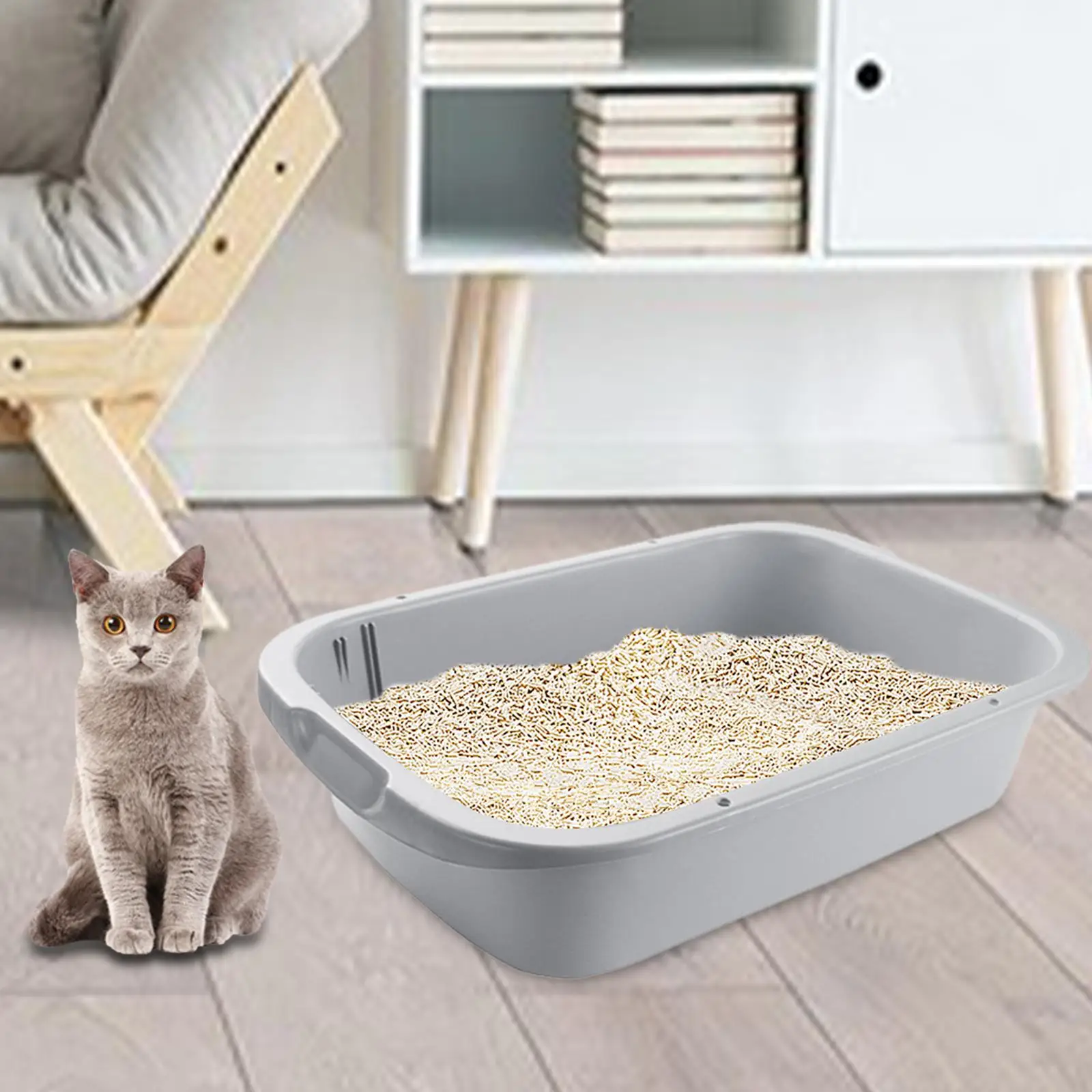 Pet Litter Tray Bedpan Open Top Cats Litter Box for Small and Medium Cats