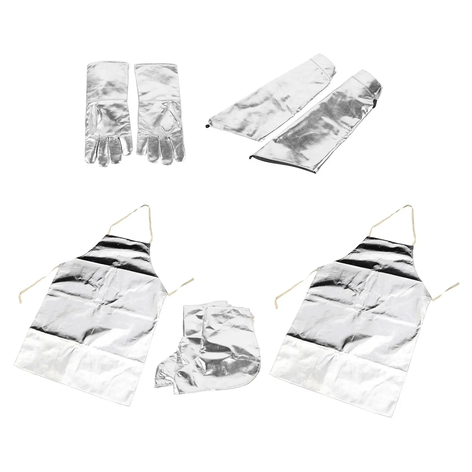 2pcs Aluminum Foil Aprons Heat Resistant Gloves Sleeves 1 Pair Lightweight Work