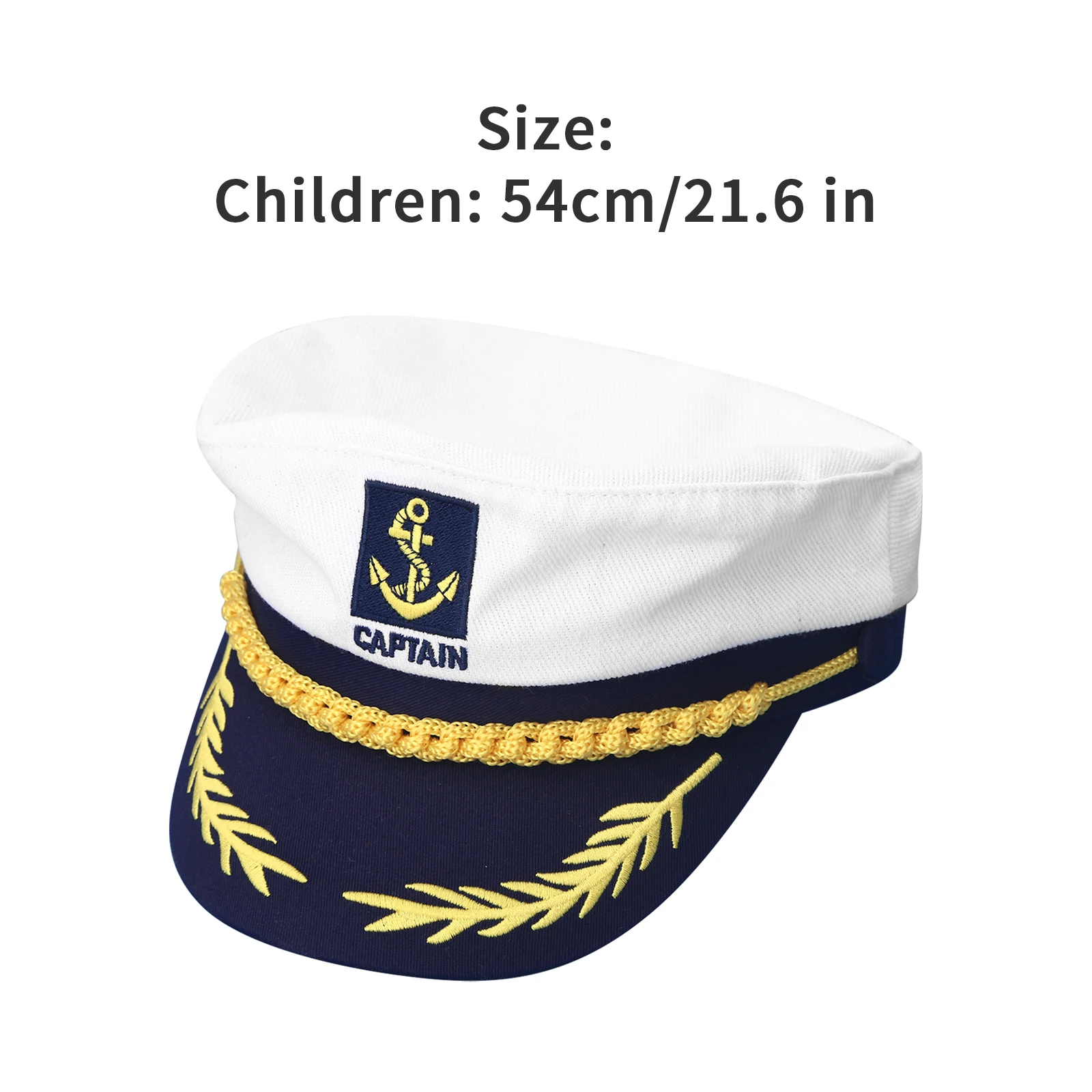 Mens Deluxe Sailor Captain Fancy Dress Hat Cap White/Black New by Smiffys 