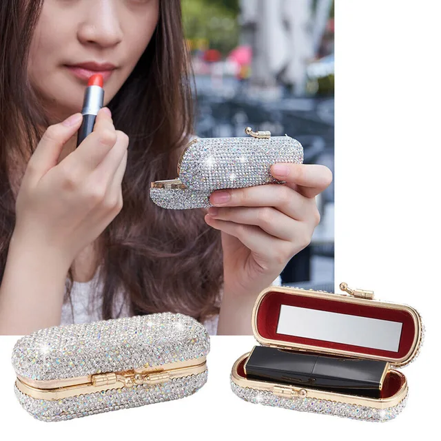 Comicfs Lipstick Case 3pcs /Set Lipstick Case with Mirror, satin Silky  Fabric with Gorgeous Design, Random Assorted Colors, Jewelry Box