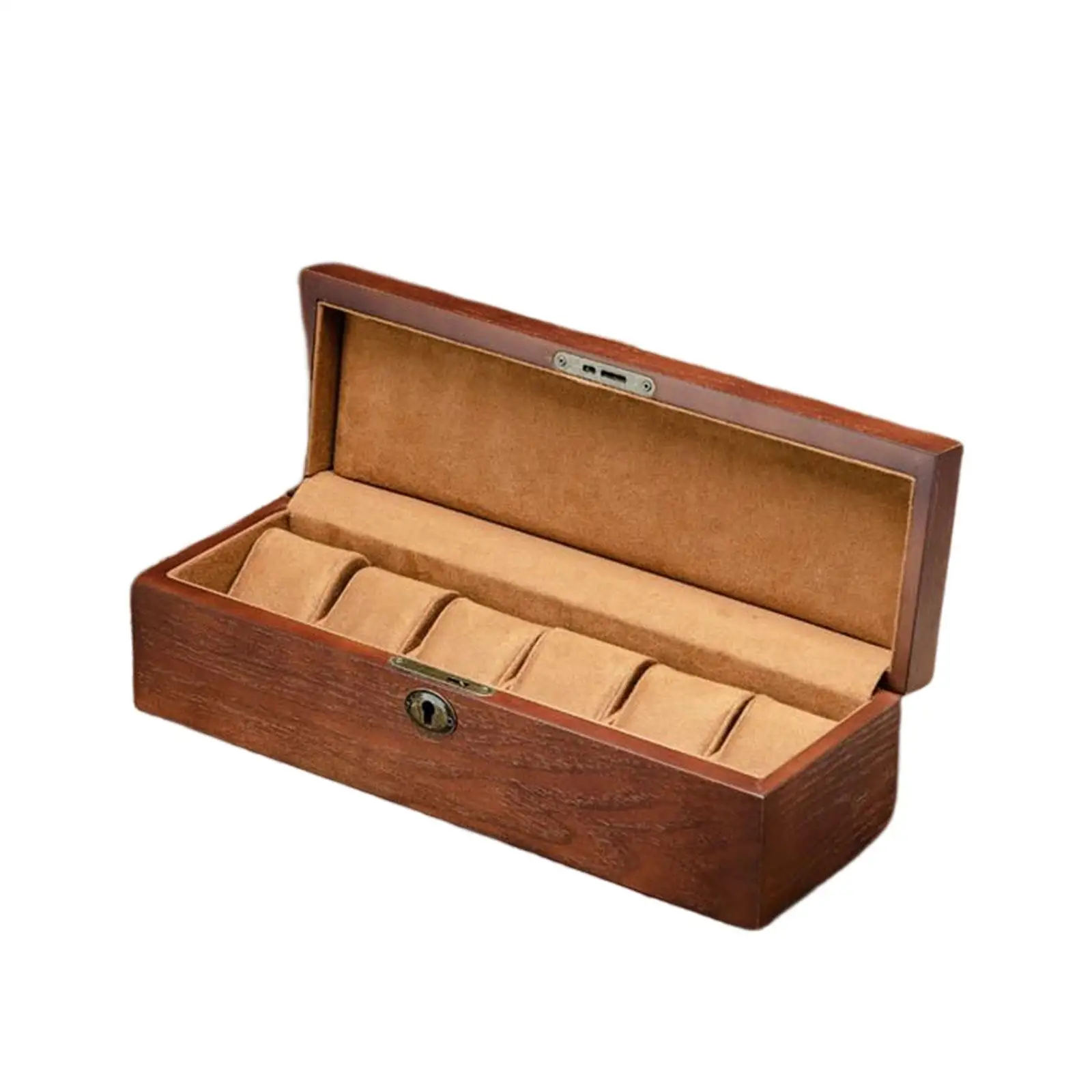 Luxury 6 Slot Wood Watch Box with Removable Pillows Watch Bracelet Display Watch Display case Organizer Birthday Gift