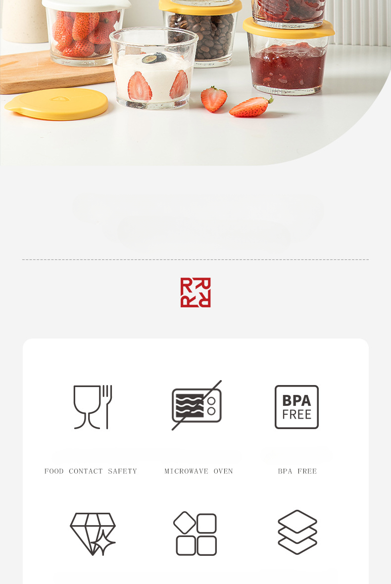 Description Picture 3 of itemFood Grade Leak-Proof Glass Sealed Jar Kitchen Refrigerator Sealed Storage Jar Milk Fruit Coffee Fresh-keeping Jar with Lid