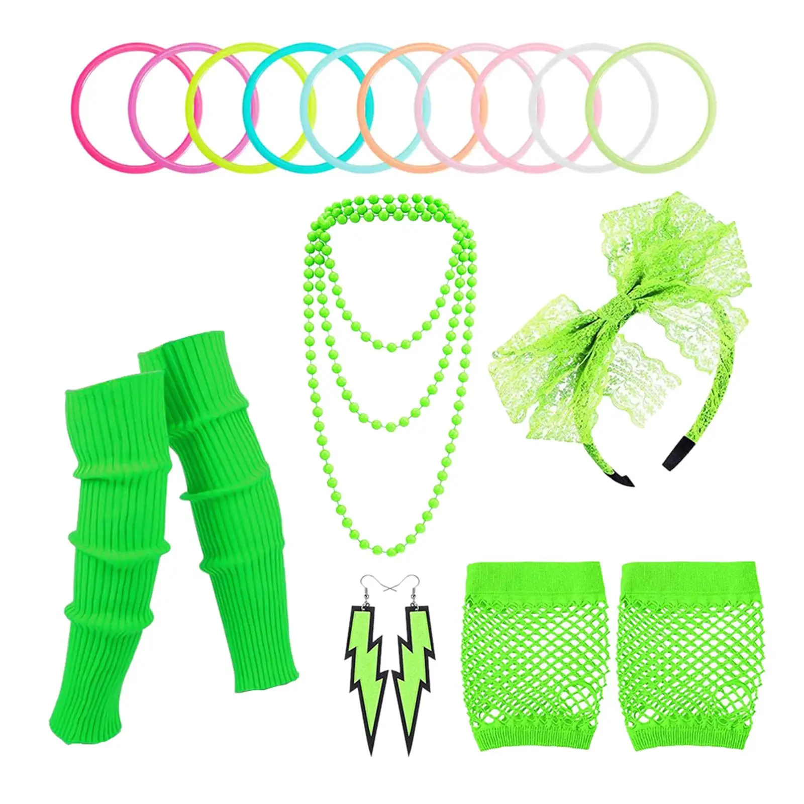 Women Costume Outfit Accessories Set Beads Necklace Outfit Bracelet Gloves for Party Halloween Stage Performance Bar Decoration