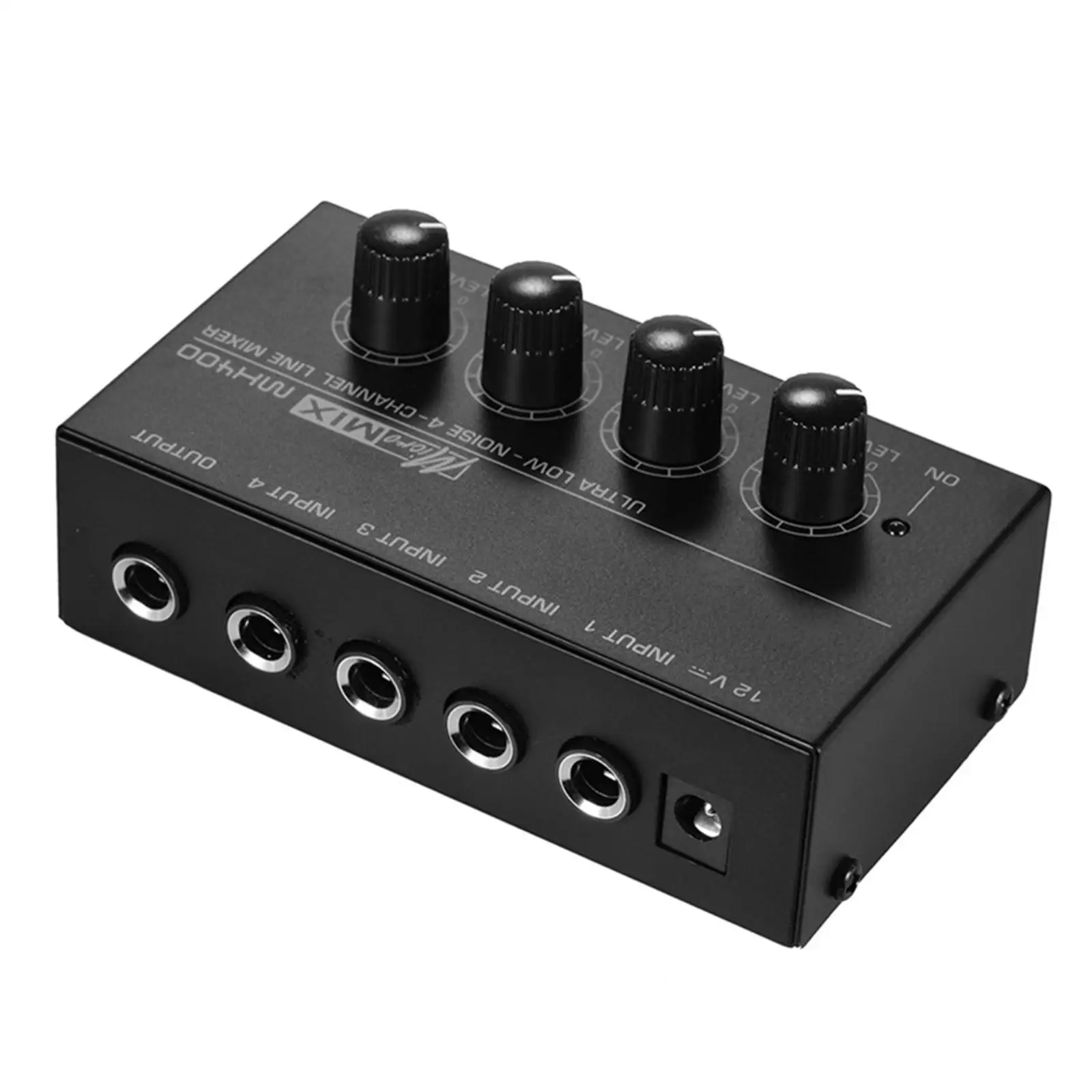 4 Channel Audio Mixer Mini Equalizer Music Recording Equipment Digital DJ Console for Small Clubs Outdoor Home Guitars Keyboards